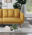 Elegant Modern Sofa Mustard Color Polyfiber 1pc Sofa Convertible Bed Wooden Legs Living Room Lounge Guest Furniture - Supfirm