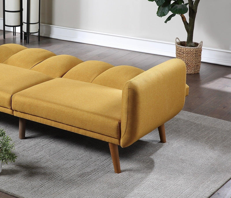 Elegant Modern Sofa Mustard Color Polyfiber 1pc Sofa Convertible Bed Wooden Legs Living Room Lounge Guest Furniture - Supfirm