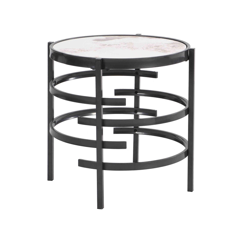 Elegant Pandora Sintered Stone End Table, Darker Gray Small Coffee Table for Living Room 20.67''W x 20.67''D x 21.65''H - Supfirm