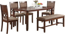 Espresso Color Dining Room Furniture Unique Modern 6pc Set Dining Table 4x Side Chairs and A Bench Solid wood Rubberwood and veneers - Supfirm