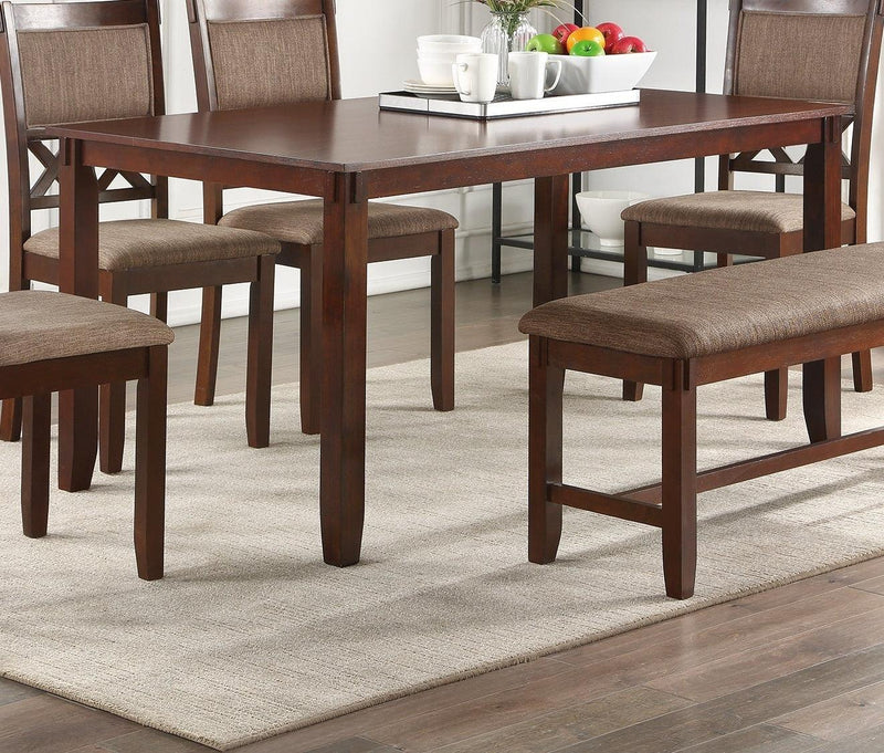 Espresso Color Dining Room Furniture Unique Modern 6pc Set Dining Table 4x Side Chairs and A Bench Solid wood Rubberwood and veneers - Supfirm