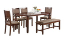 Espresso Color Dining Room Furniture Unique Modern 6pc Set Dining Table 4x Side Chairs and A Bench Solid wood Rubberwood and veneers - Supfirm