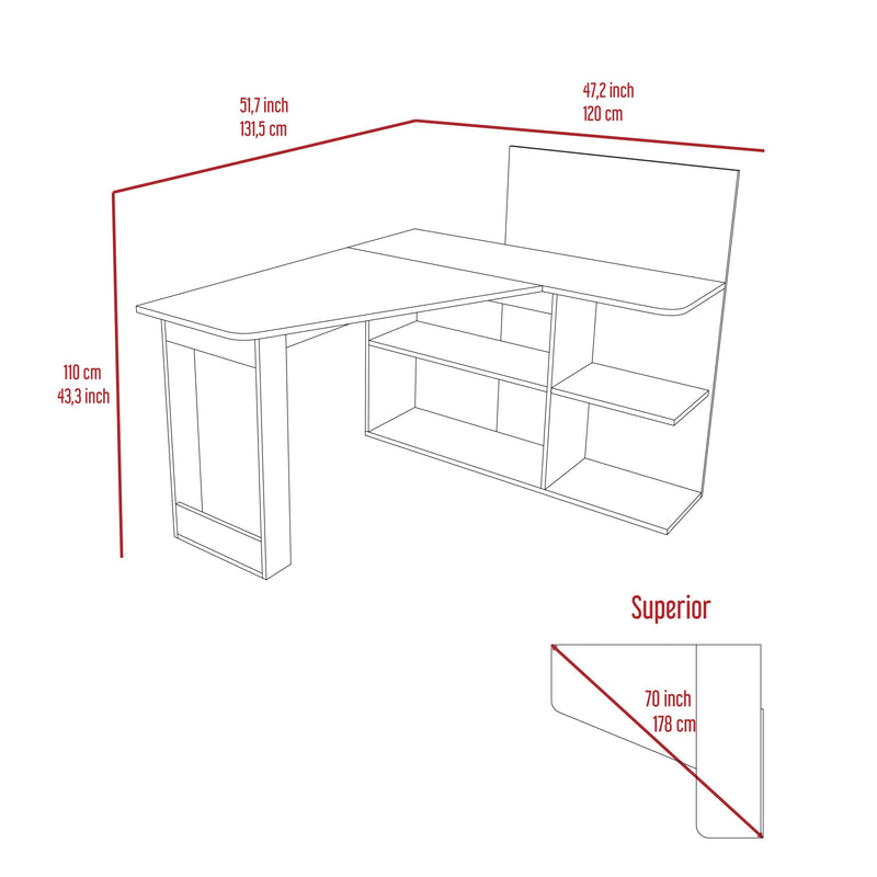 Fairfield 4-Shelf L-Shaped Computer Desk Smokey Oak - Supfirm