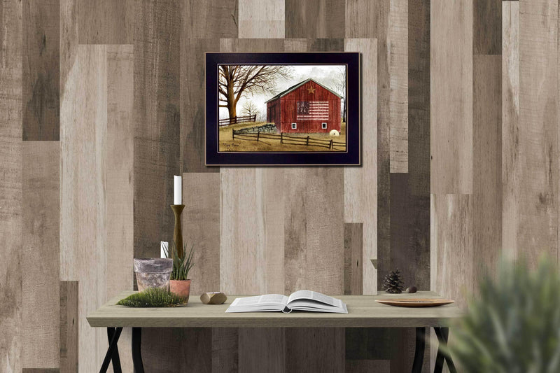 Supfirm "Flag Barn" By Billy Jacobs, Printed Wall Art, Ready To Hang Framed Poster, Black Frame - Supfirm