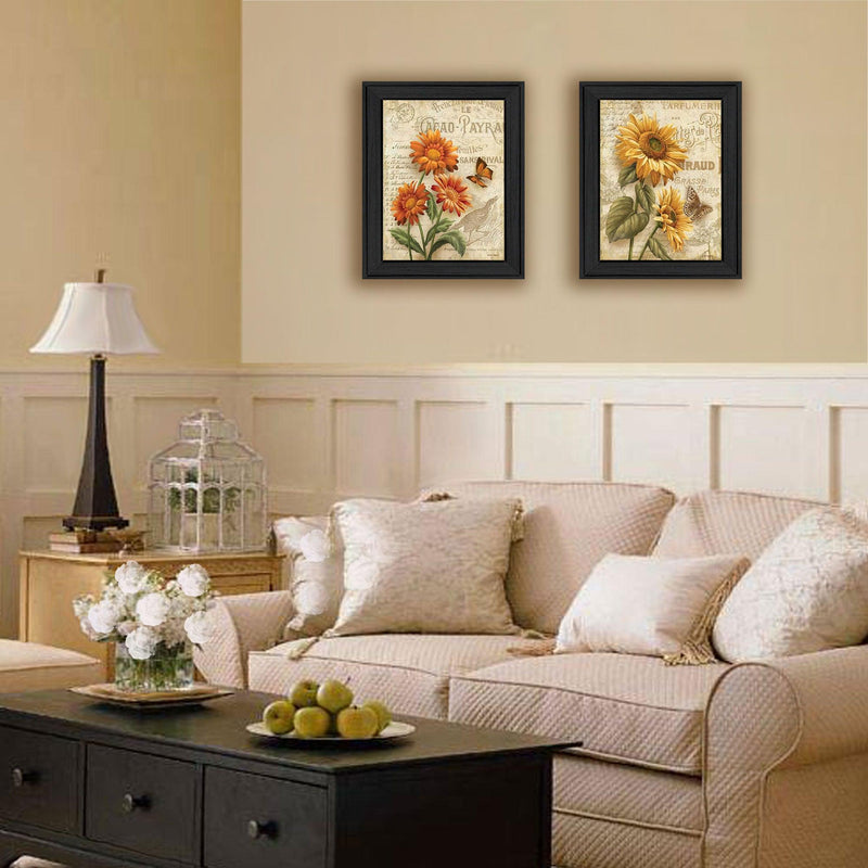 Supfirm "Flowers Collection" 2-Piece Vignette By Ed Wargo, Printed Wall Art, Ready To Hang Framed Poster, Black Frame - Supfirm