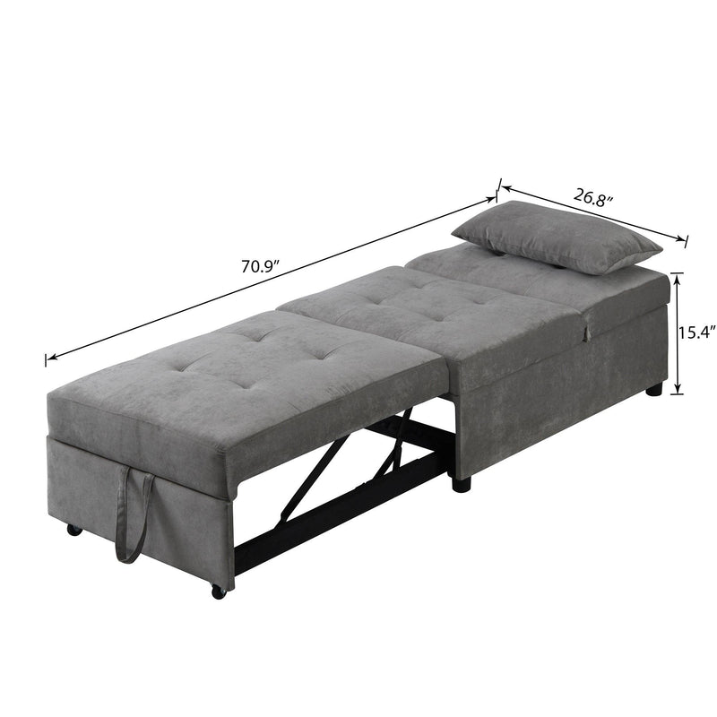 Folding Ottoman Sofa Bed (Light Gray) - Supfirm