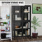 Four Glass Door Storage Cabinet with Adjustable Shelves and Feet Cold-Rolled Steel Sideboard Furniture for Living Room Kitchen Black - Supfirm