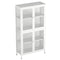 Four Glass Door Storage Cabinet with Adjustable Shelves and Feet Cold-Rolled Steel Sideboard Furniture for Living Room Kitchen White - Supfirm