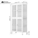 Four Glass Door Storage Cabinet with Adjustable Shelves and Feet Cold-Rolled Steel Sideboard Furniture for Living Room Kitchen White - Supfirm