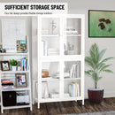 Four Glass Door Storage Cabinet with Adjustable Shelves and Feet Cold-Rolled Steel Sideboard Furniture for Living Room Kitchen White - Supfirm