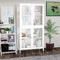 Four Glass Door Storage Cabinet with Adjustable Shelves and Feet Cold-Rolled Steel Sideboard Furniture for Living Room Kitchen White - Supfirm