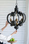 French Country Wood Chandelier, 6-Light Farmhouse Pendant Light Fixture with 28" Adjustable Chain for Kitchen Foyer Hallway, Bulb Not Included - Supfirm