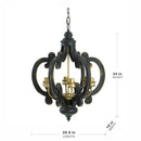 French Country Wood Chandelier, 6-Light Farmhouse Pendant Light Fixture with 28" Adjustable Chain for Kitchen Foyer Hallway, Bulb Not Included - Supfirm