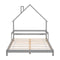 Full House-Shaped Headboard Bed with Handrails ,slats ,Grey - Supfirm