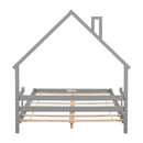 Full House-Shaped Headboard Bed with Handrails ,slats ,Grey - Supfirm