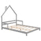 Full House-Shaped Headboard Bed with Handrails ,slats ,Grey - Supfirm