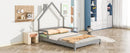 Full House-Shaped Headboard Bed with Handrails ,slats ,Grey - Supfirm