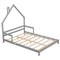 Full House-Shaped Headboard Bed with Handrails ,slats ,Grey - Supfirm