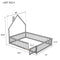 Full House-Shaped Headboard Floor Bed with Fence ,Grey - Supfirm