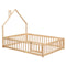 Full House-Shaped Headboard Floor Bed with Fence,Natural - Supfirm