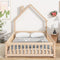 Full House-Shaped Headboard Floor Bed with Fence,Natural - Supfirm