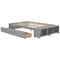 Full Size Bed with Storage Case, 2 Storage drawers, Lengthwise Support Slat,Grey - Supfirm