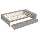 Full Size Bed with Storage Case, 2 Storage drawers, Lengthwise Support Slat,Grey - Supfirm