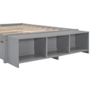 Full Size Bed with Storage Case, 2 Storage drawers, Lengthwise Support Slat,Grey - Supfirm