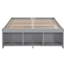 Full Size Bed with Storage Case, 2 Storage drawers, Lengthwise Support Slat,Grey - Supfirm