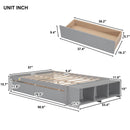 Full Size Bed with Storage Case, 2 Storage drawers, Lengthwise Support Slat,Grey - Supfirm