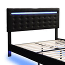 Full Size Floating Bed Frame with LED Lights and USB Charging,Modern Upholstered Platform LED Bed Frame,Black(Full) - Supfirm