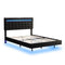 Full Size Floating Bed Frame with LED Lights and USB Charging,Modern Upholstered Platform LED Bed Frame,Black(Full) - Supfirm