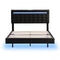 Full Size Floating Bed Frame with LED Lights and USB Charging,Modern Upholstered Platform LED Bed Frame,Black(Full) - Supfirm