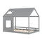 Full Size House Bed with Roof and Window - Gray - Supfirm