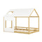 Full Size House Bed with Roof and Window - White+Natural - Supfirm