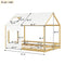 Full Size House Bed with Roof and Window - White+Natural - Supfirm