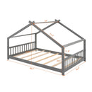 Full Size House Bed Wood Bed, Gray - Supfirm