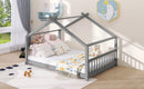 Full Size House Bed Wood Bed, Gray - Supfirm