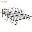 Full Size Metal Daybed with Twin Size Adjustable Trundle, Portable Folding Trundle, Black(OLD SKU:MF293730AAB) - Supfirm