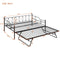 Full Size Metal Daybed with Twin Size Adjustable Trundle, Portable Folding Trundle, Black(OLD SKU:MF293730AAB) - Supfirm