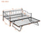 Full Size Metal Daybed with Twin Size Adjustable Trundle, Portable Folding Trundle, Black(OLD SKU:MF293736AAB) - Supfirm