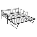 Full Size Metal Daybed with Twin Size Adjustable Trundle, Portable Folding Trundle, Black(OLD SKU:MF293736AAB) - Supfirm