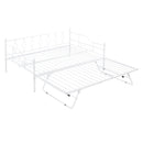 Full Size Metal Daybed with Twin Size Adjustable Trundle, Portable Folding Trundle, White(OLC SKU:MF293730AAK) - Supfirm