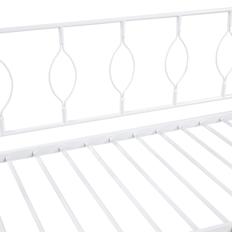 Full Size Metal Daybed with Twin Size Adjustable Trundle, Portable Folding Trundle, White(OLC SKU:MF293730AAK) - Supfirm