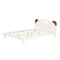 Full Size Platform Bed with Bear Ears Shaped Headboard and LED, Cream White - Supfirm