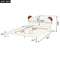 Full Size Platform Bed with Bear Ears Shaped Headboard and LED, Cream White - Supfirm