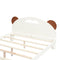 Full Size Platform Bed with Bear Ears Shaped Headboard and LED, Cream White - Supfirm