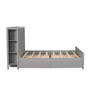 Full Size Platform Bed with Drawers and Storage Shelves, Gray - Supfirm