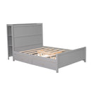 Full Size Platform Bed with Drawers and Storage Shelves, Gray - Supfirm