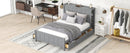 Full Size Platform Bed with Drawers and Storage Shelves, Gray - Supfirm